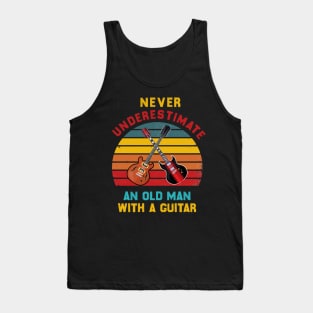 Never Underestimate An Old Man With A Guitar, vintage guitar Tank Top